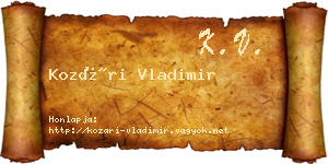 Kozári Vladimir névjegykártya